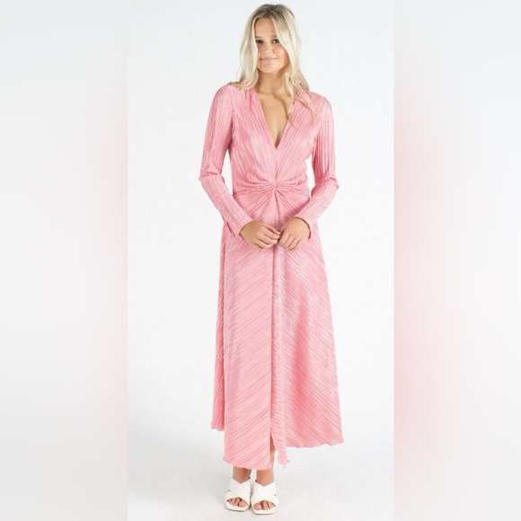 ROTATE Birger Christensen Number 7 Pleated Dress in Bridal Rose - Picture 3 of 14